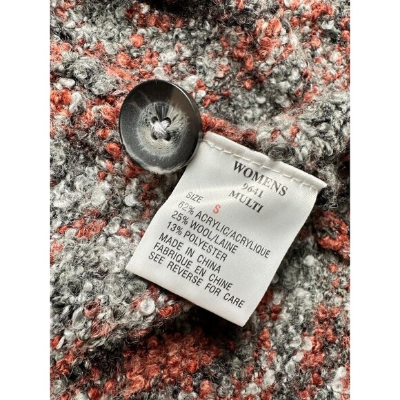 Woolrich‎ Bouclé Knit Sweater Jacket Women’s S Red Gray Button Front Marled Warm - Picture 5 of 8